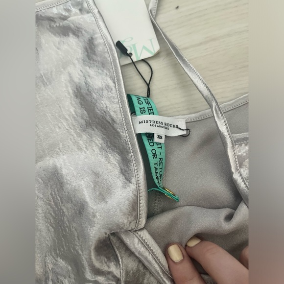 NWT house of Cb mistress rocks mirage silver romper jumpsuit metallic size XS - Picture 2 of 7